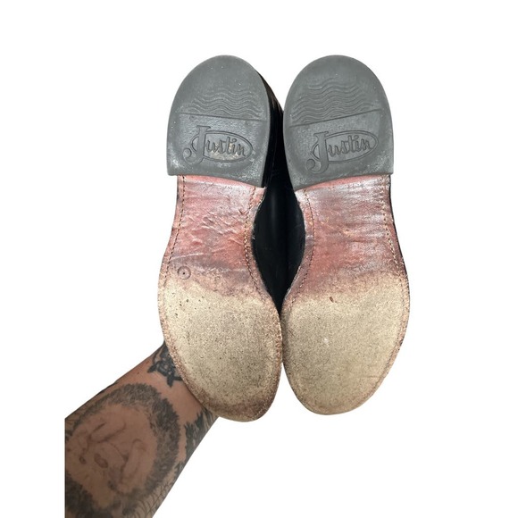 Justin Roper Cowboy Boots L3703 Women’s Size 6.5B Black leather Cowgirl - Picture 5 of 5